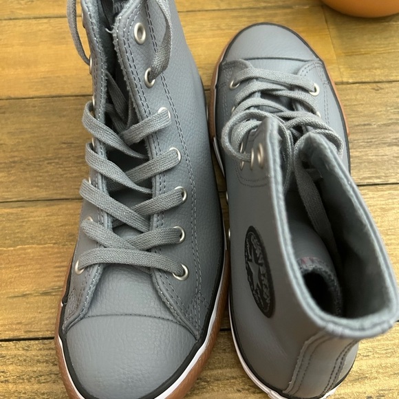 Converse Unique Special Edition Gray Leather High-Top Sneakers Fits 6.5 Women - Picture 8 of 9